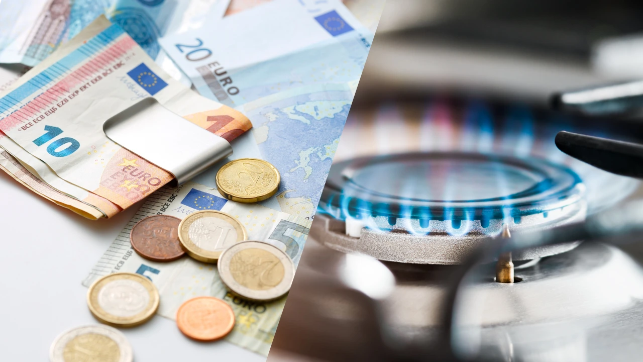Gasprijs stijging gaspit eurobiljetten en euro munten
